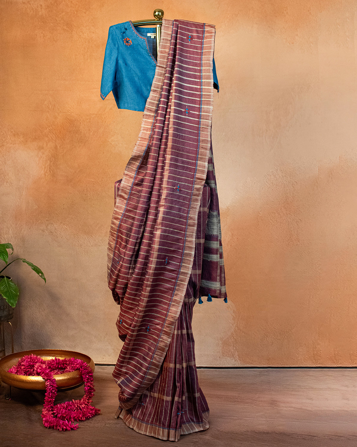 Abeeri Tussar Saree with Soof Hand Embroidery