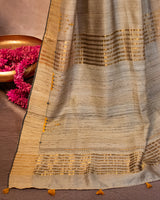 Ivory Noir Tussar Saree with Soof Hand Embroidery