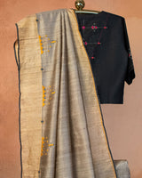 Ivory Noir Tussar Saree with Soof Hand Embroidery