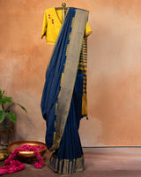 Neelambari Muga Saree with Soof Hand Embroidery