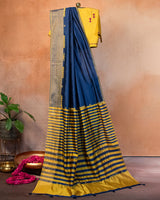 Neelambari Muga Saree with Soof Hand Embroidery