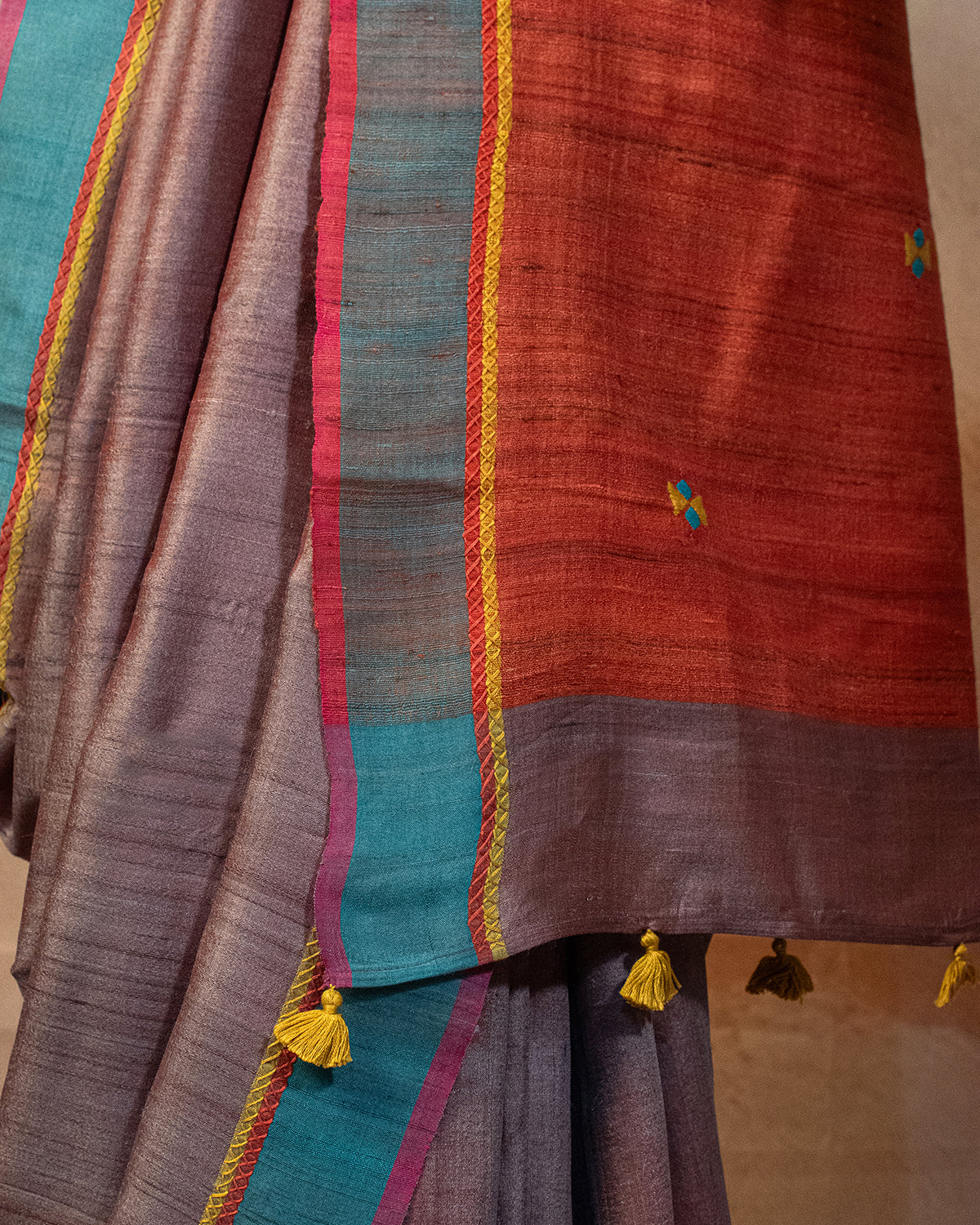 Falguni Tussar Saree with Soof Hand Embroidery