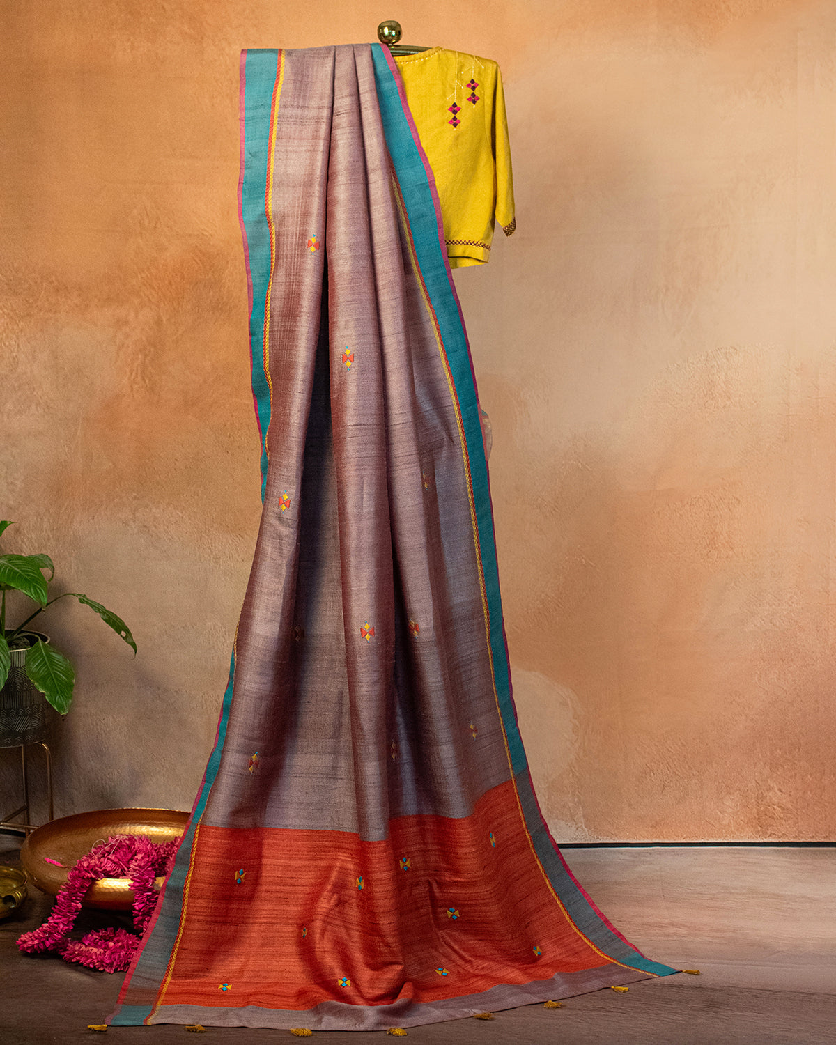 Falguni Tussar Saree with Soof Hand Embroidery