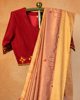 Phalsai Muga Saree with Soof Hand Embroidery