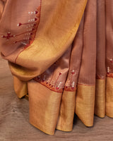 Phalsai Muga Saree with Soof Hand Embroidery