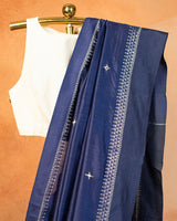 Midnight Blue Muga Saree with Soof Hand Embriodery