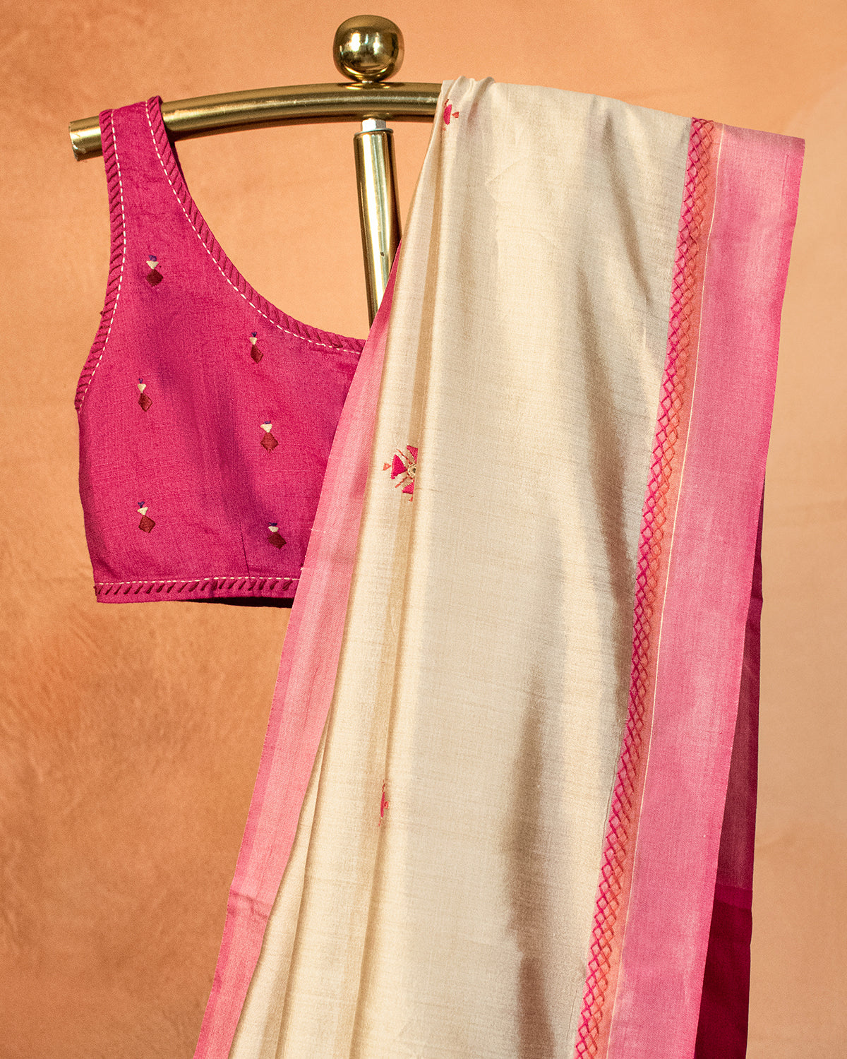 PinkAsh Eri Saree with Soof Hand Embroidery