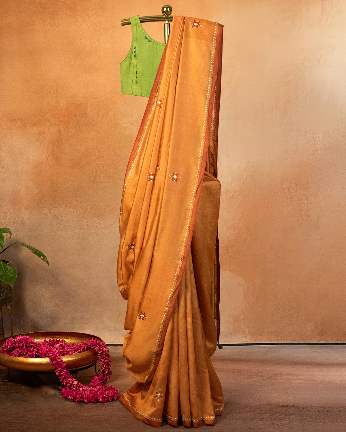 Narangi Eri Saree with Soof Hand Embroidery