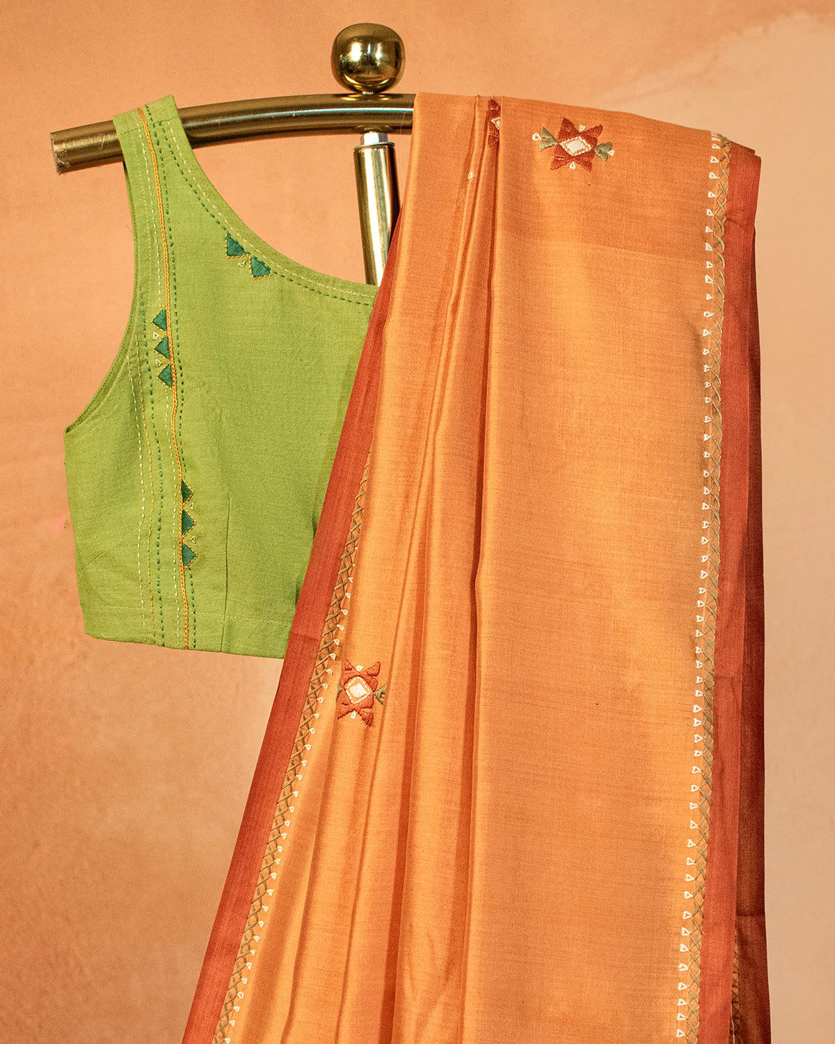 Narangi Eri Saree with Soof Hand Embroidery