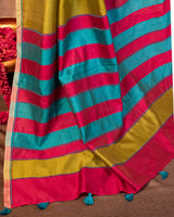 Olive Green Eri Saree with Soof Hand Embroidery