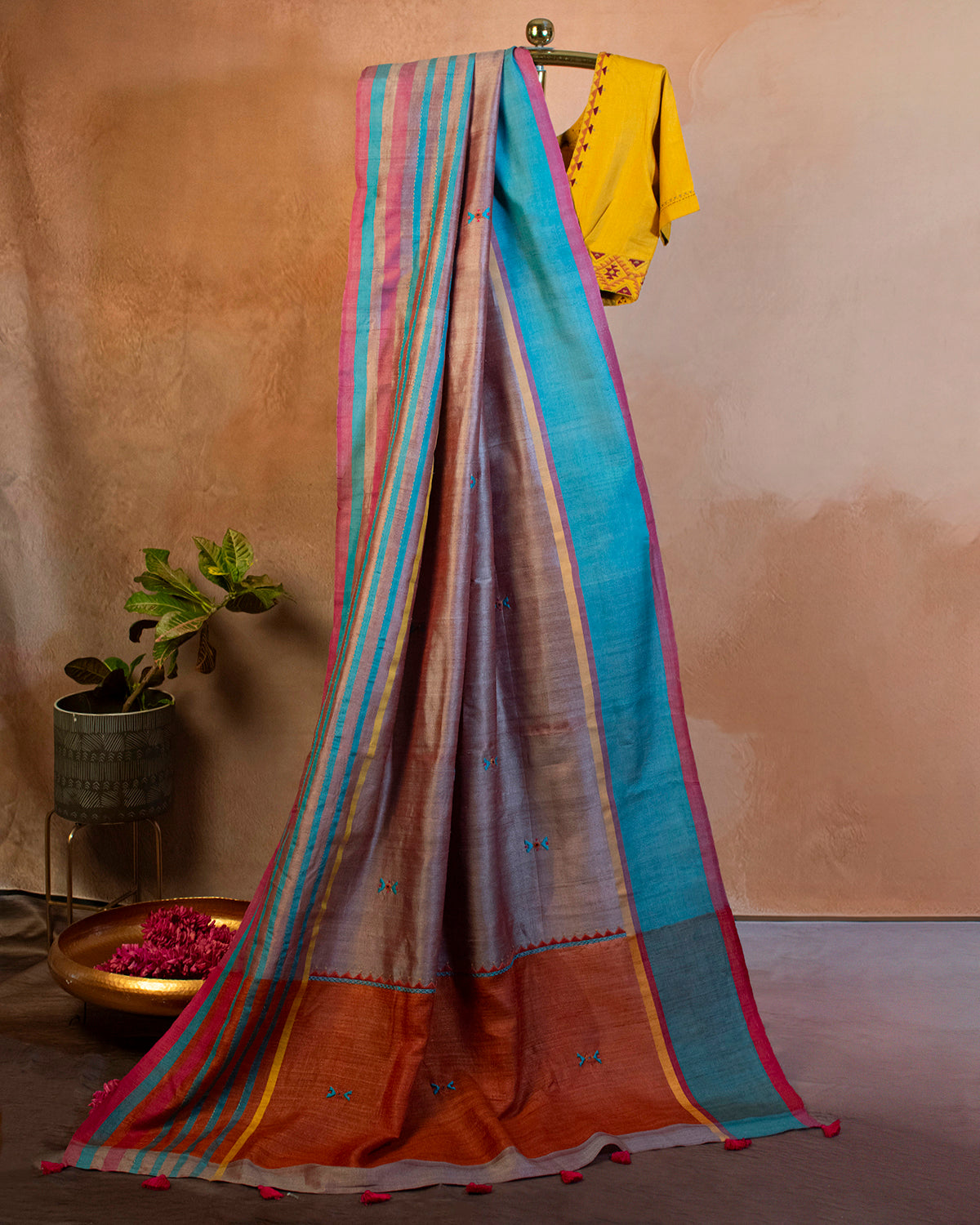 Rangat Tussar Saree with Soof Hand Embroidery