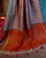 Rangat Tussar Saree with Soof Hand Embroidery