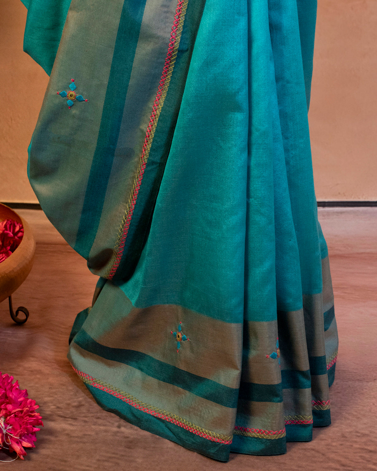 Rang Bahaar Eri Saree with Soof Hand Embroidery