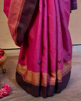 Rani Tussar Saree with Soof Hand Embroidery