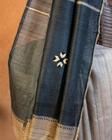 Kaala-Saleti Tussar Saree with Soof Hand Embroidery