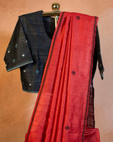 Laal Tussar Saree with Soof Hand Embroidery