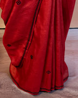 Laal Tussar Saree with Soof Hand Embroidery