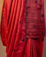 Laal Tussar Saree with Soof Hand Embroidery