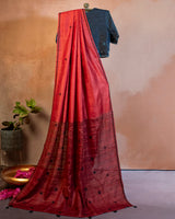 Laal Tussar Saree with Soof Hand Embroidery