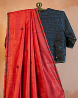 Laal Tussar Saree with Soof Hand Embroidery