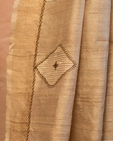 Beige Tussar Saree with Soof Hand Embroidery