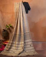 Bhuri Tussar Saree with Soof Hand Embroidery