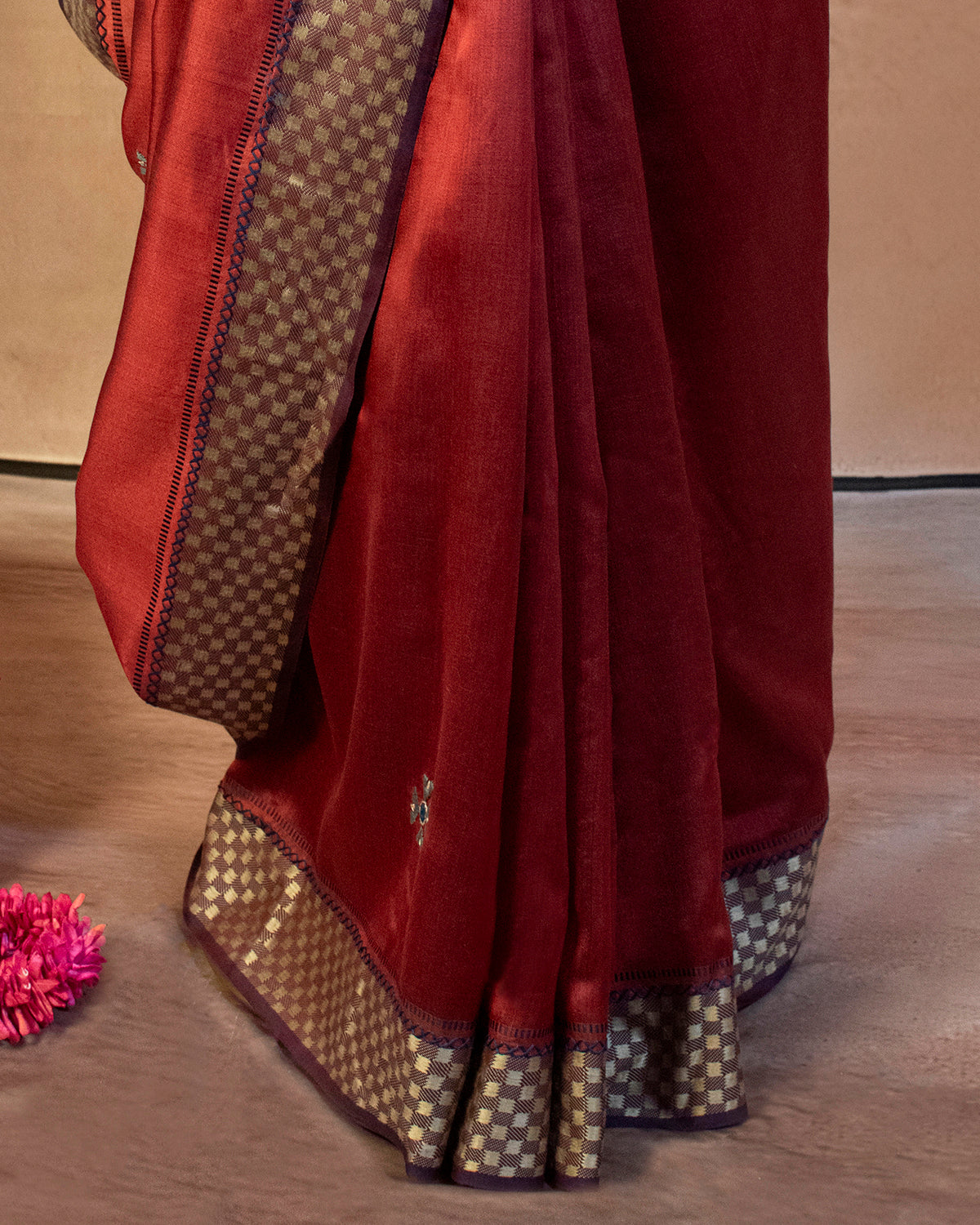Maroon Eri Saree with Soof Hand Embroidery