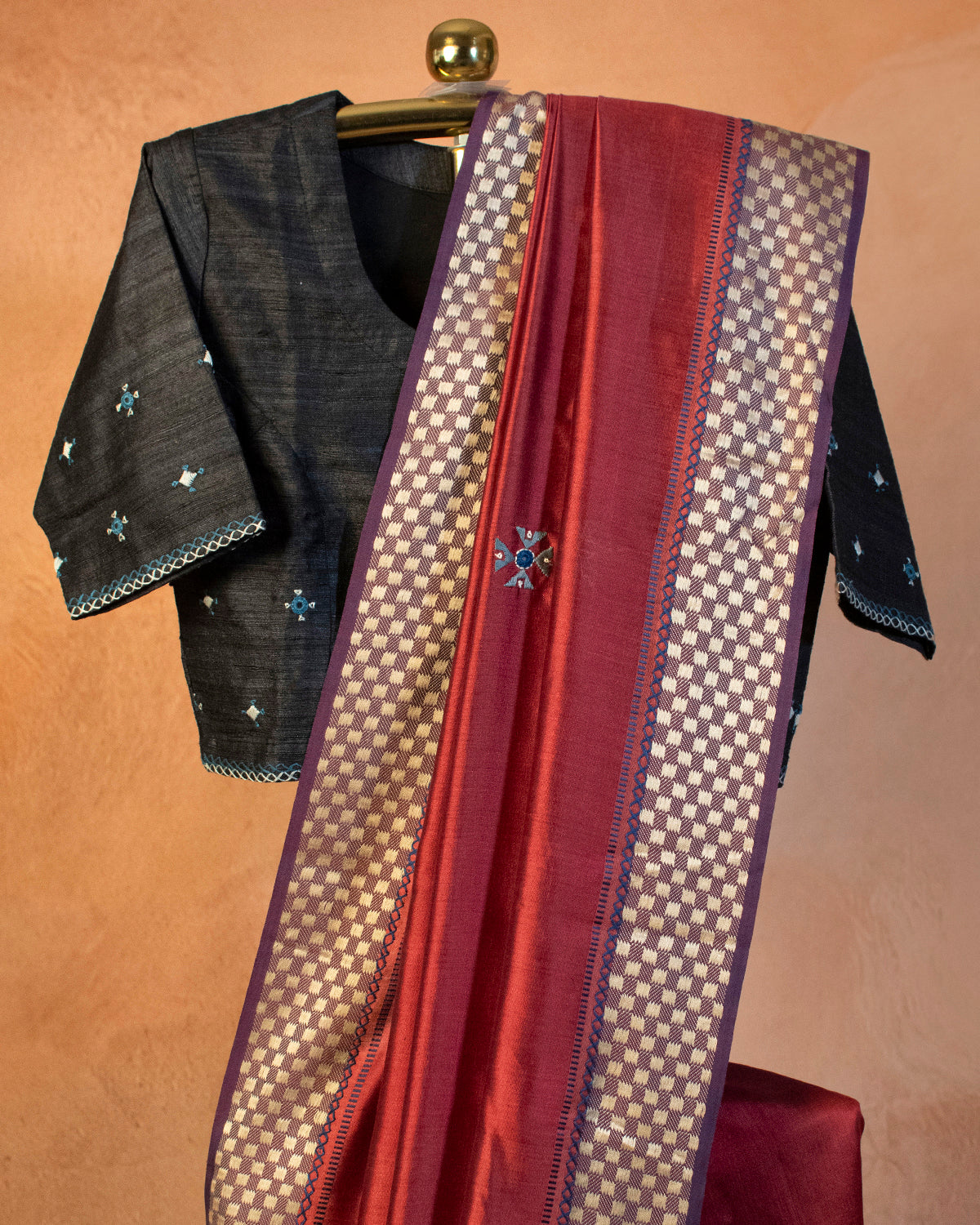 Maroon Eri Saree with Soof Hand Embroidery