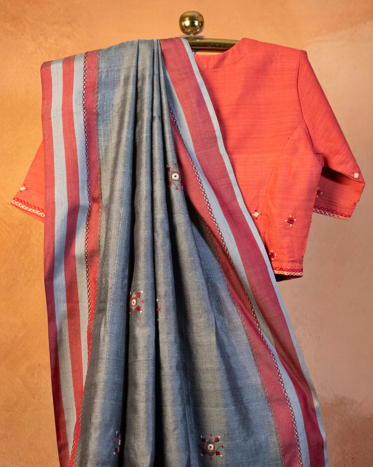 Lajvardi Tussar Saree with Soof Hand Embroidery