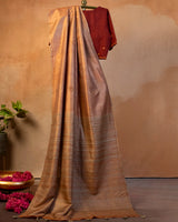 Basanti Tussar Saree with Soof Hand Embroidery