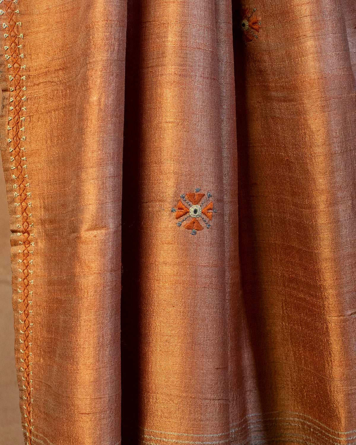 Basanti Tussar Saree with Soof Hand Embroidery
