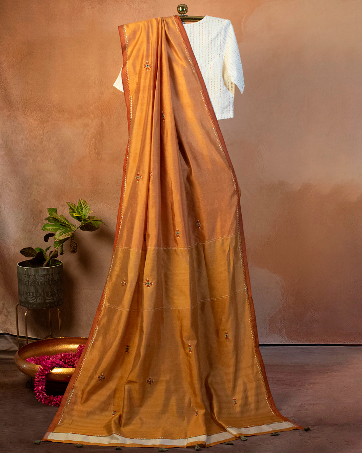 Kesar Eri Saree with Soof Hand Embroidery