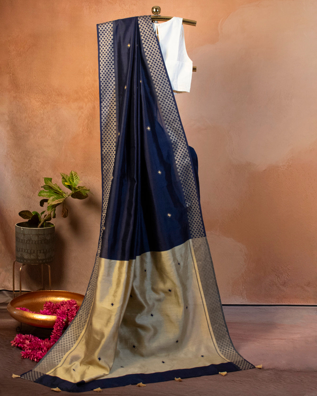 Indigo Eri Saree with Soof Hand Embroidery