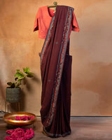 Gahra Laal Cotton Saree with Hand Embroidery