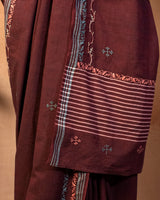 Gahra Laal Cotton Saree with Hand Embroidery