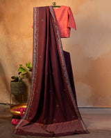 Gahra Laal Cotton Saree with Hand Embroidery
