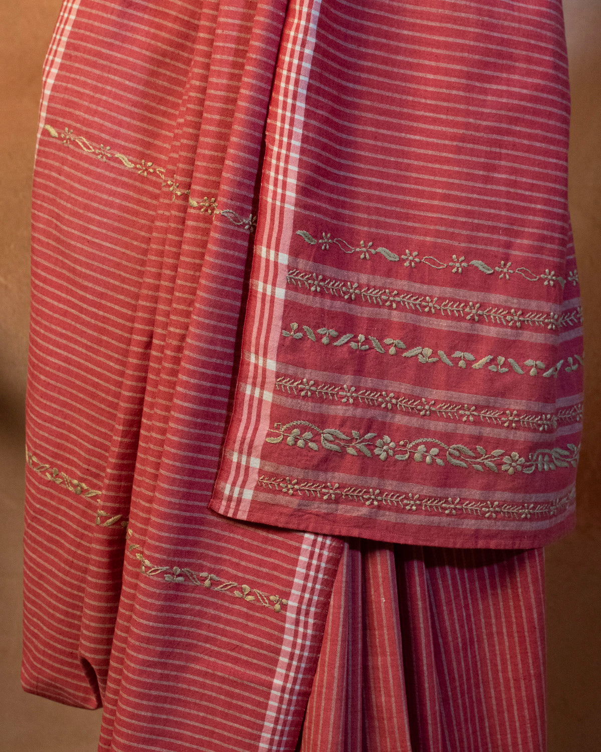 Gulaal Cotton Saree with Hand Embroidery