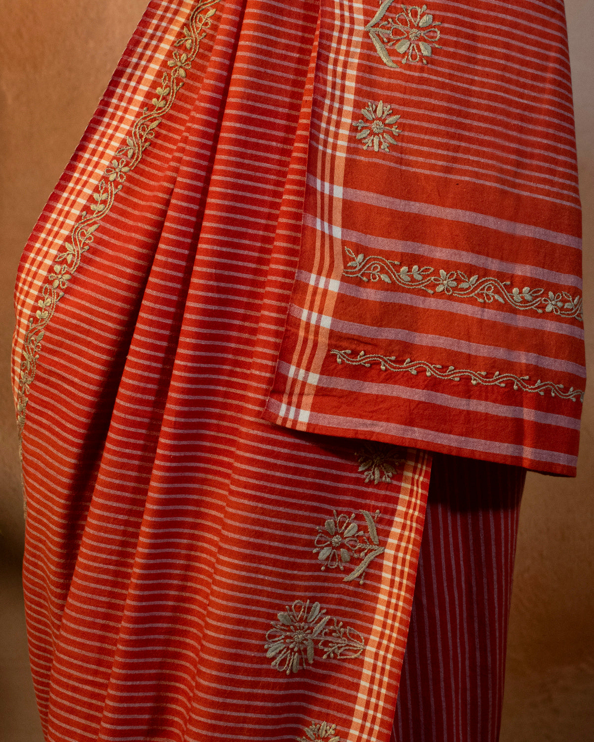 Santari Cotton Saree with Hand Embroidery