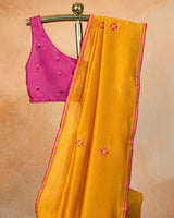 Kaulai Chanderi Saree with Soof Hand Embroidery