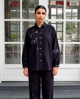 Bagh Cotton Full Sleeve Black Hand Embroidered Top