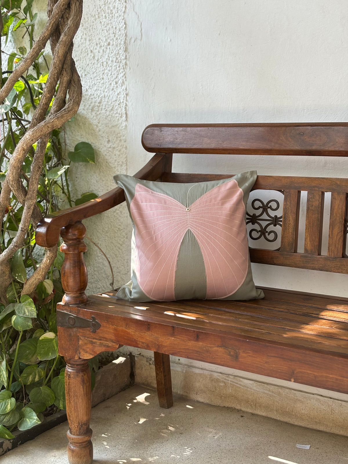 Bikaner Bloom Grey Cushion Cover 16X16 Inch