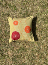 Bikaner Bloom Green Cushion Cover 16X16 Inch