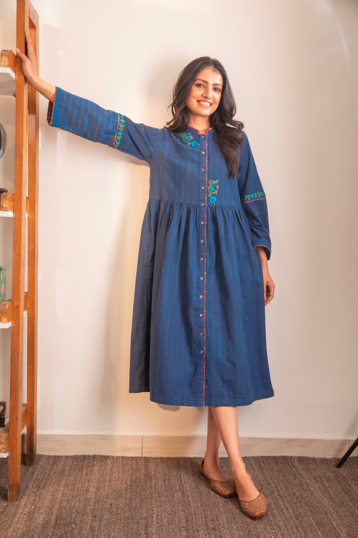 Haveli Blue Crewel Dress