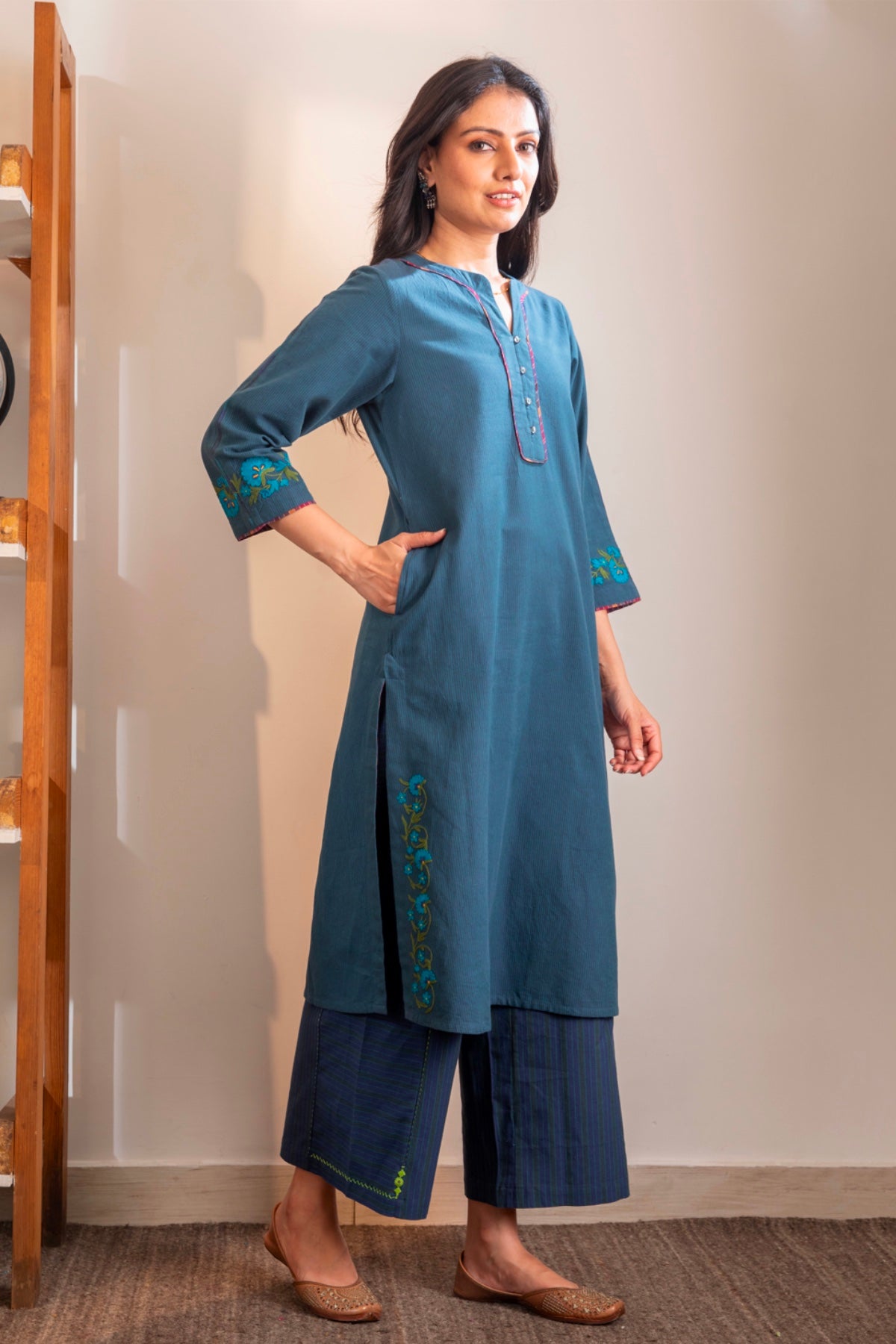 Haveli Crewel Blue Kurta