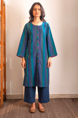 Haveli Crewel Blue Kimono Sleeve Kurta