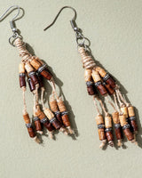 WHE Multilayer Jute, Wooden Beads Earrings