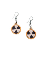 WHE Black and Beige Fabric and Repurposed Wood Earrings