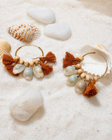 WHE Artisan Shell Hoop Earrings
