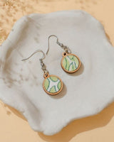 WHE Green Repurposed Fabric and Wood Round Danglers