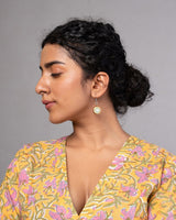 WHE Green Repurposed Fabric and Wood Round Danglers